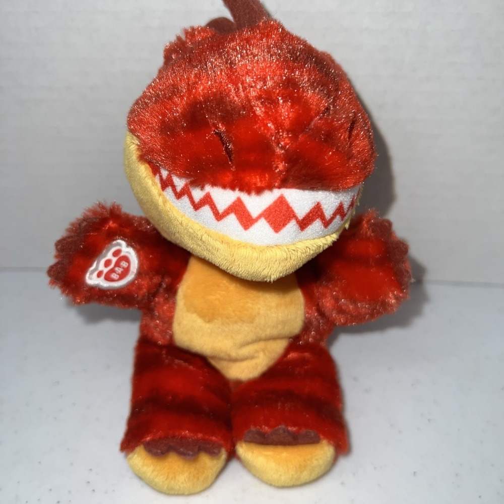 Build-A-Bear Mini Beans Red Raptor Dinosaur 7" Plush Stuffed Animal
